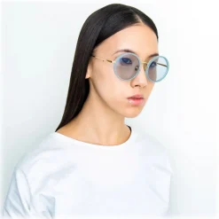 Linda Farrow - Tracy Round Sunglasses in Milky Blue - LFL239C60SUN - Linda Farrow Eyewear - Avvenice