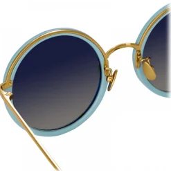 Linda Farrow - Tracy Round Sunglasses in Porcelain Blue - LFL239C70SUN - Linda Farrow Eyewear - Avvenice
