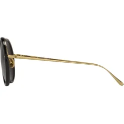 Linda Farrow - Tracy Round Sunglasses in Black - LFLC239C11SUN - Linda Farrow Eyewear - Avvenice