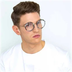 Linda Farrow - Tracy Round Optical Glasses in Grey Marble - LFL239C54OPT - Linda Farrow Eyewear - Avvenice