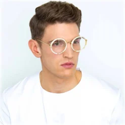 Linda Farrow - Tracy Round Optical Glasses in Quartz - LFL239C55OPT - Linda Farrow Eyewear - Avvenice