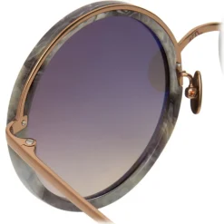 Linda Farrow - Tracy Round Sunglasses in Grey Marble - LFL239C50SUN - Linda Farrow Eyewear - Avvenice