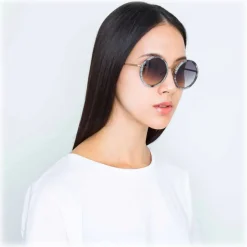 Linda Farrow - Tracy Round Sunglasses in Grey Marble - LFL239C50SUN - Linda Farrow Eyewear - Avvenice