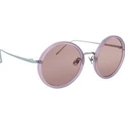 Linda Farrow - Tracy Round Sunglasses in Milky Purple - LFL239C59SUN - Linda Farrow Eyewear - Avvenice