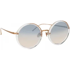 Linda Farrow - Tracy Round Sunglasses in Clear Gradient Navy - LFL239C87SUN - Linda Farrow Eyewear - Avvenice