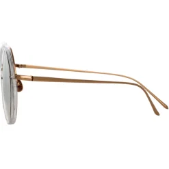 Linda Farrow - Tracy Round Sunglasses in Clear Gradient Navy - LFL239C87SUN - Linda Farrow Eyewear - Avvenice