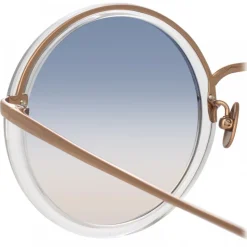 Linda Farrow - Tracy Round Sunglasses in Clear Gradient Navy - LFL239C87SUN - Linda Farrow Eyewear - Avvenice