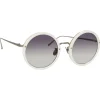 Linda Farrow - Tracy Round Sunglasses in White - LFL239C68SUN - Linda Farrow Eyewear - Avvenice