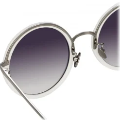 Linda Farrow - Tracy Round Sunglasses in White - LFL239C68SUN - Linda Farrow Eyewear - Avvenice