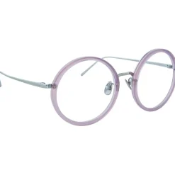 Linda Farrow - Tracy Round Optical Glasses in Milky Purple - LFL239C63OPT - Linda Farrow Eyewear - Avvenice