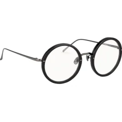 Linda Farrow - Tracy Round Optical Glasses in Black - LFL239C19OPT - Linda Farrow Eyewear - Avvenice
