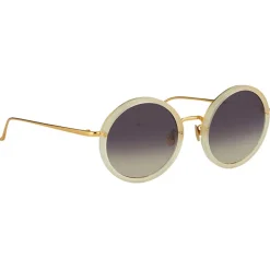 Linda Farrow - Tracy Round Sunglasses in Sherbet - LFL239C47SUN - Linda Farrow Eyewear - Avvenice