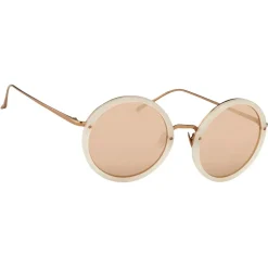 Linda Farrow - Tracy Round Sunglasses in Milky Pink - LFL239C29SUN - Linda Farrow Eyewear - Avvenice