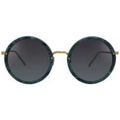 Linda Farrow - Tracy Round Sunglasses in Jade - LFL239C49SUN - Linda Farrow Eyewear - Avvenice