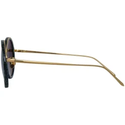 Linda Farrow - Tracy Round Sunglasses in Jade - LFL239C49SUN - Linda Farrow Eyewear - Avvenice