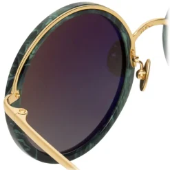 Linda Farrow - Tracy Round Sunglasses in Jade - LFL239C49SUN - Linda Farrow Eyewear - Avvenice