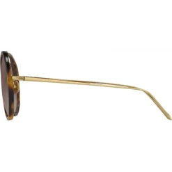 Linda Farrow - Tracy Round Sunglasses in Tortoiseshell - LFL239C12SUN - Linda Farrow Eyewear - Avvenice