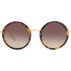 Linda Farrow - Tracy Round Sunglasses in Tortoiseshell - LFL239C12SUN - Linda Farrow Eyewear - Avvenice