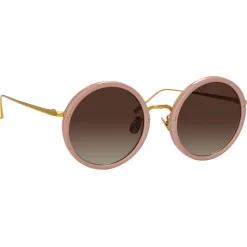 Linda Farrow - Tracy Round Sunglasses in Cameo Pink - LFL239C69SUN - Linda Farrow Eyewear - Avvenice