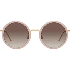 Linda Farrow - Tracy Round Sunglasses in Cameo Pink - LFL239C69SUN - Linda Farrow Eyewear - Avvenice