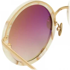Linda Farrow - Tracy Round Sunglasses in Quartz - LFL239C51SUN - Linda Farrow Eyewear - Avvenice