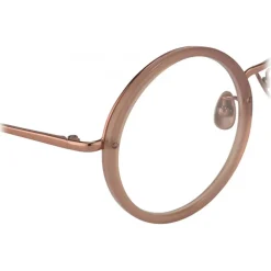 Linda Farrow - Tracy Round Optical Glasses in Mink - LFL239C16OPT - Linda Farrow Eyewear - Avvenice