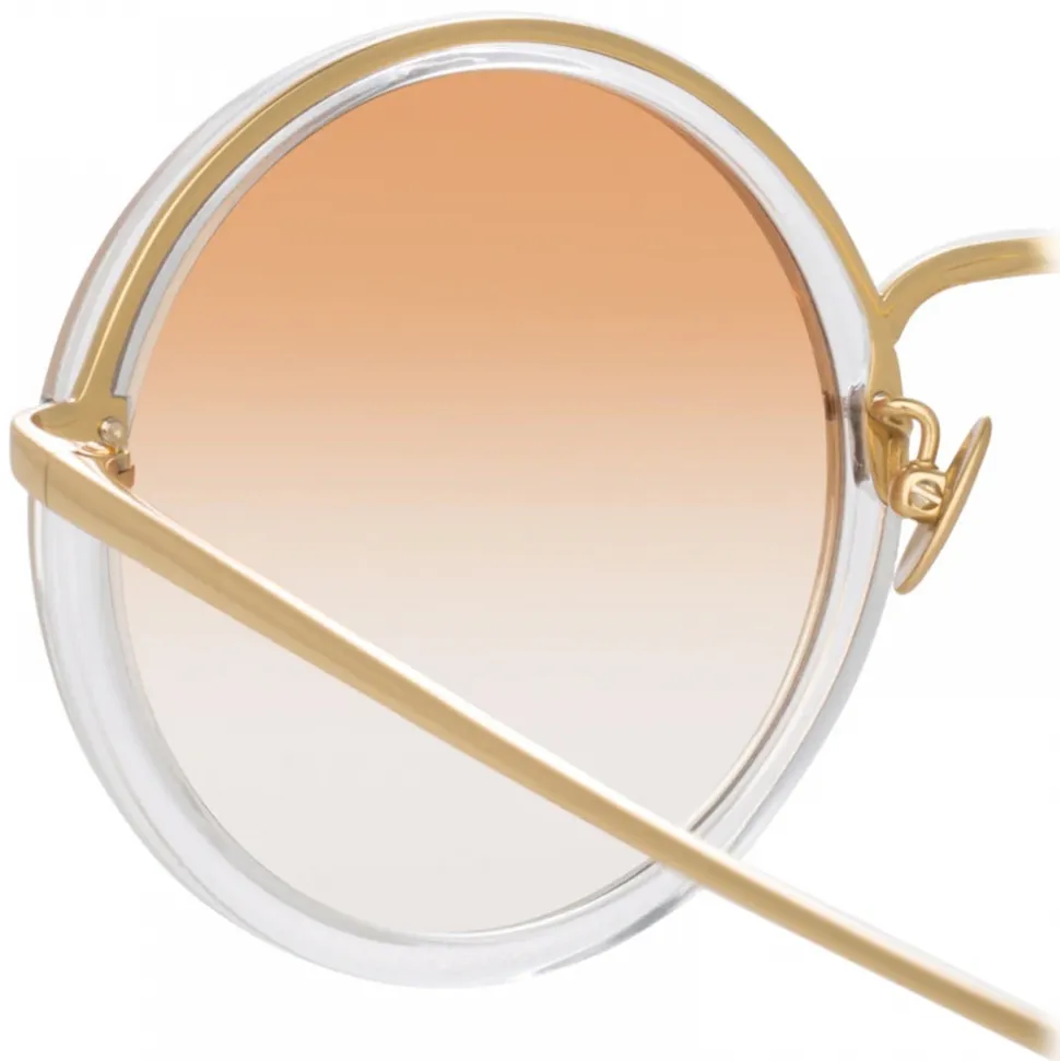 Linda Farrow - Tracy Round Sunglasses in Clear Gold - LFL239C86SUN - Linda Farrow Eyewear - Avvenice