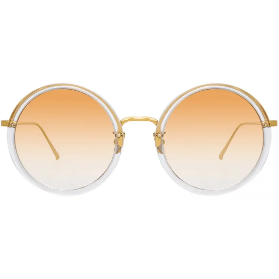 Linda Farrow - Tracy Round Sunglasses in Clear Gold - LFL239C86SUN - Linda Farrow Eyewear - Avvenice