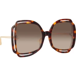 Linda Farrow - Valentina Squared Sunglasses in Tortoiseshell - LFL1173C2SUN - Linda Farrow Eyewear - Avvenice
