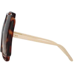 Linda Farrow - Valentina Squared Sunglasses in Tortoiseshell - LFL1173C2SUN - Linda Farrow Eyewear - Avvenice