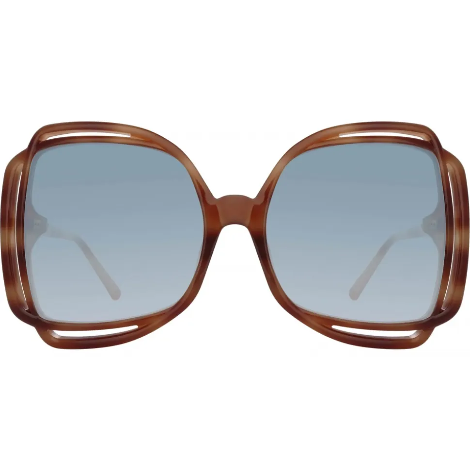Linda Farrow - Valentina Squared Sunglasses in Horn - LFL1173C3SUN - Linda Farrow Eyewear - Avvenice