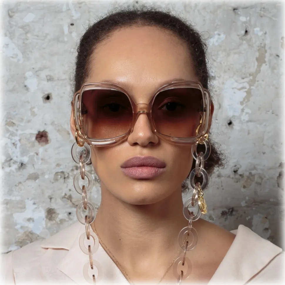Linda Farrow - Valentina Squared Sunglasses in Horn - LFL1173C3SUN - Linda Farrow Eyewear - Avvenice