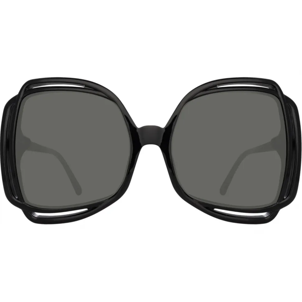 Linda Farrow - Valentina Squared Sunglasses in Black - LFL1173C1SUN - Linda Farrow Eyewear - Avvenice