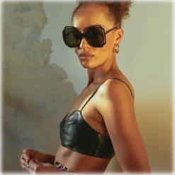 Linda Farrow - Valentina Squared Sunglasses in Black - LFL1173C1SUN - Linda Farrow Eyewear - Avvenice