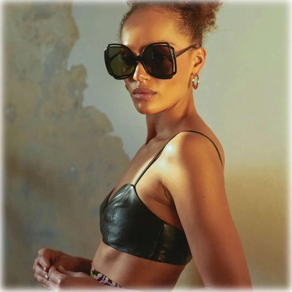 Linda Farrow - Valentina Squared Sunglasses in Black - LFL1173C1SUN - Linda Farrow Eyewear - Avvenice