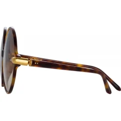 Linda Farrow - Victoria Round Sunglasses in Tortoiseshell - LFL1259C2SUN - Linda Farrow Eyewear - Avvenice
