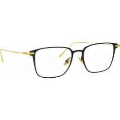 Linda Farrow - Willis A Rectangular Optical Glasses in Black Yellow Gold - LF46AC1OPT - Linda Farrow Eyewear - Avvenice