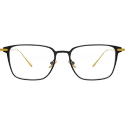 Linda Farrow - Willis A Rectangular Optical Glasses in Black Yellow Gold - LF46AC1OPT - Linda Farrow Eyewear - Avvenice