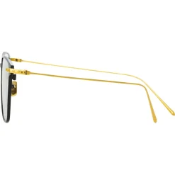 Linda Farrow - Willis A Rectangular Optical Glasses in Black Yellow Gold - LF46AC1OPT - Linda Farrow Eyewear - Avvenice