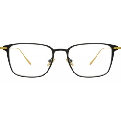 Linda Farrow - Willis Rectangular Optical Glasses in Black Yellow Gold - LF46C1OPT - Linda Farrow Eyewear - Avvenice