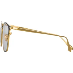 Linda Farrow - Xate Rectangular Optical Glasses in Black Yellow Gold - LFL1235C1OPT - Linda Farrow Eyewear - Avvenice
