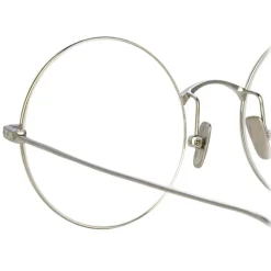 Linda Farrow - Zaha Round Optical Glasses in White Gold - LF32C2OPT - Linda Farrow Eyewear - Avvenice