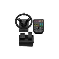 Logitech - Heavy Equipment Bundle - Simulation Wheel, Pedals and Side Panel Control Deck - Simulator - Avvenice
