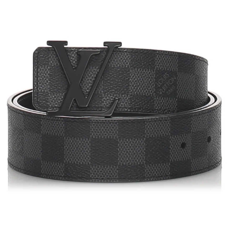 Louis Vuitton Vintage - Damier Graphie Initiales Belt - Black Gray - Leather Belt - Luxury High Quality - Avvenice