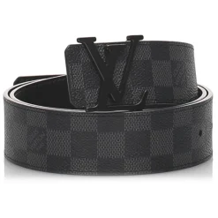 Louis Vuitton Vintage - Damier Graphie Initiales Belt - Black Gray - Leather Belt - Luxury High Quality - Avvenice
