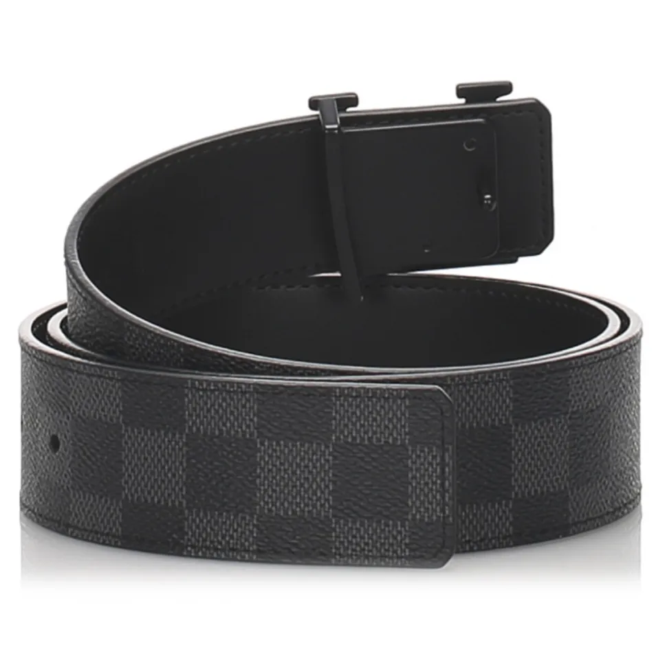 Louis Vuitton Vintage - Damier Graphie Initiales Belt - Black Gray - Leather Belt - Luxury High Quality - Avvenice
