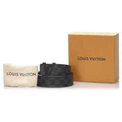 Louis Vuitton Vintage - Damier Graphie Initiales Belt - Black Gray - Leather Belt - Luxury High Quality - Avvenice