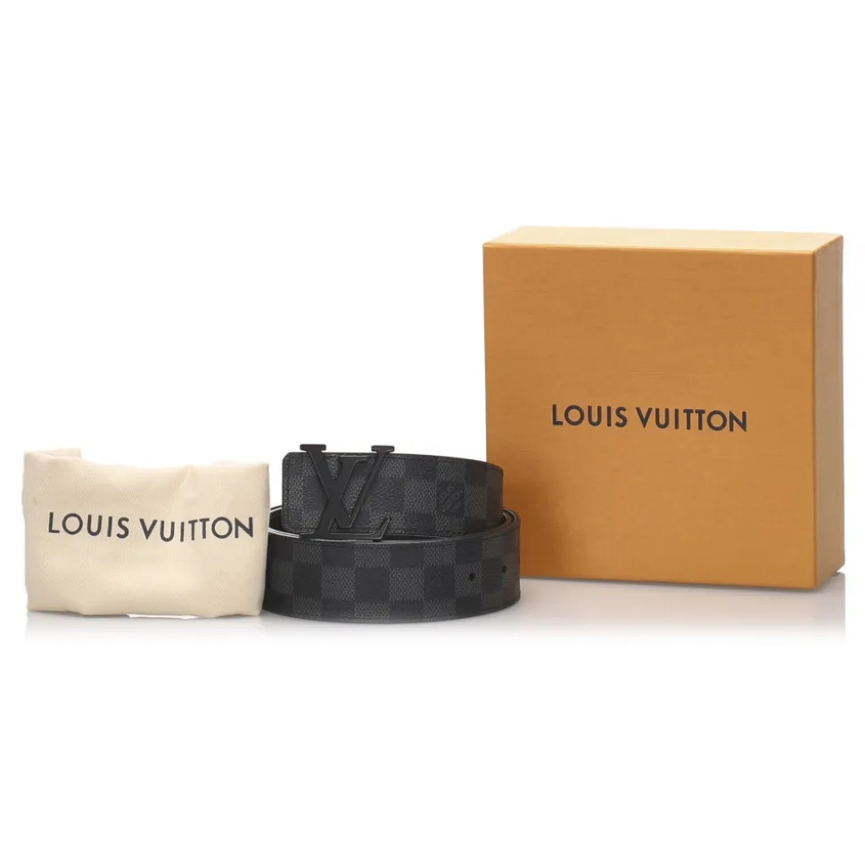 Louis Vuitton Vintage - Damier Graphie Initiales Belt - Black Gray - Leather Belt - Luxury High Quality - Avvenice