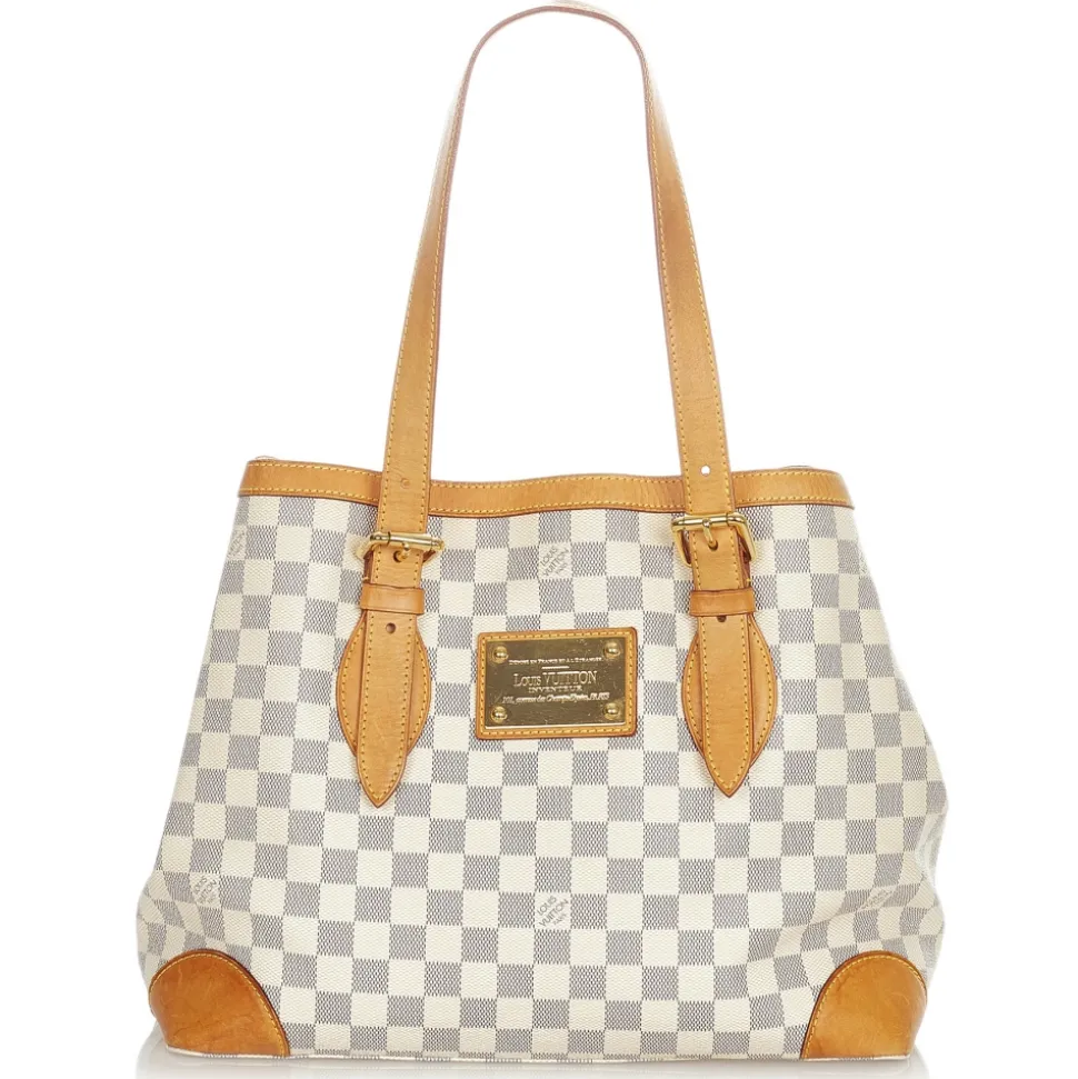 Louis Vuitton Vintage - Damier Azur Hampstead MM - White Blue - Damier Canvas and Calf Leather Tote Bag - Luxury High Quality - Avvenice