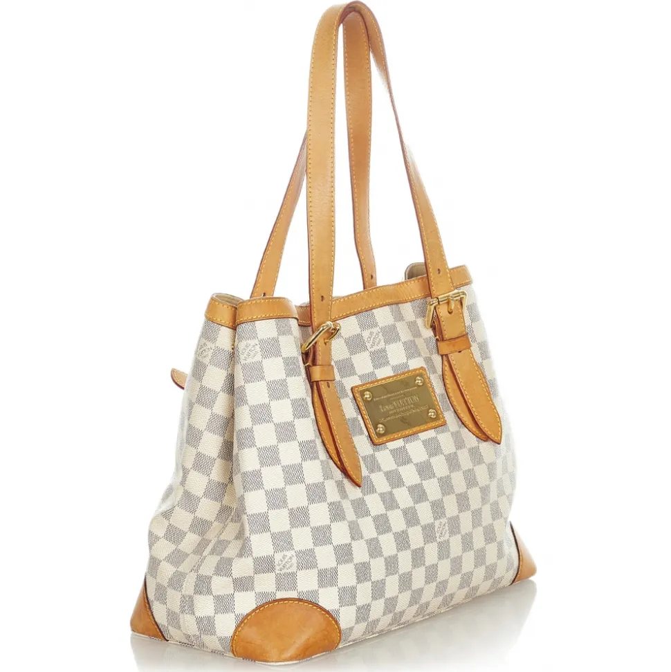Louis Vuitton Vintage - Damier Azur Hampstead MM - White Blue - Damier Canvas and Calf Leather Tote Bag - Luxury High Quality - Avvenice